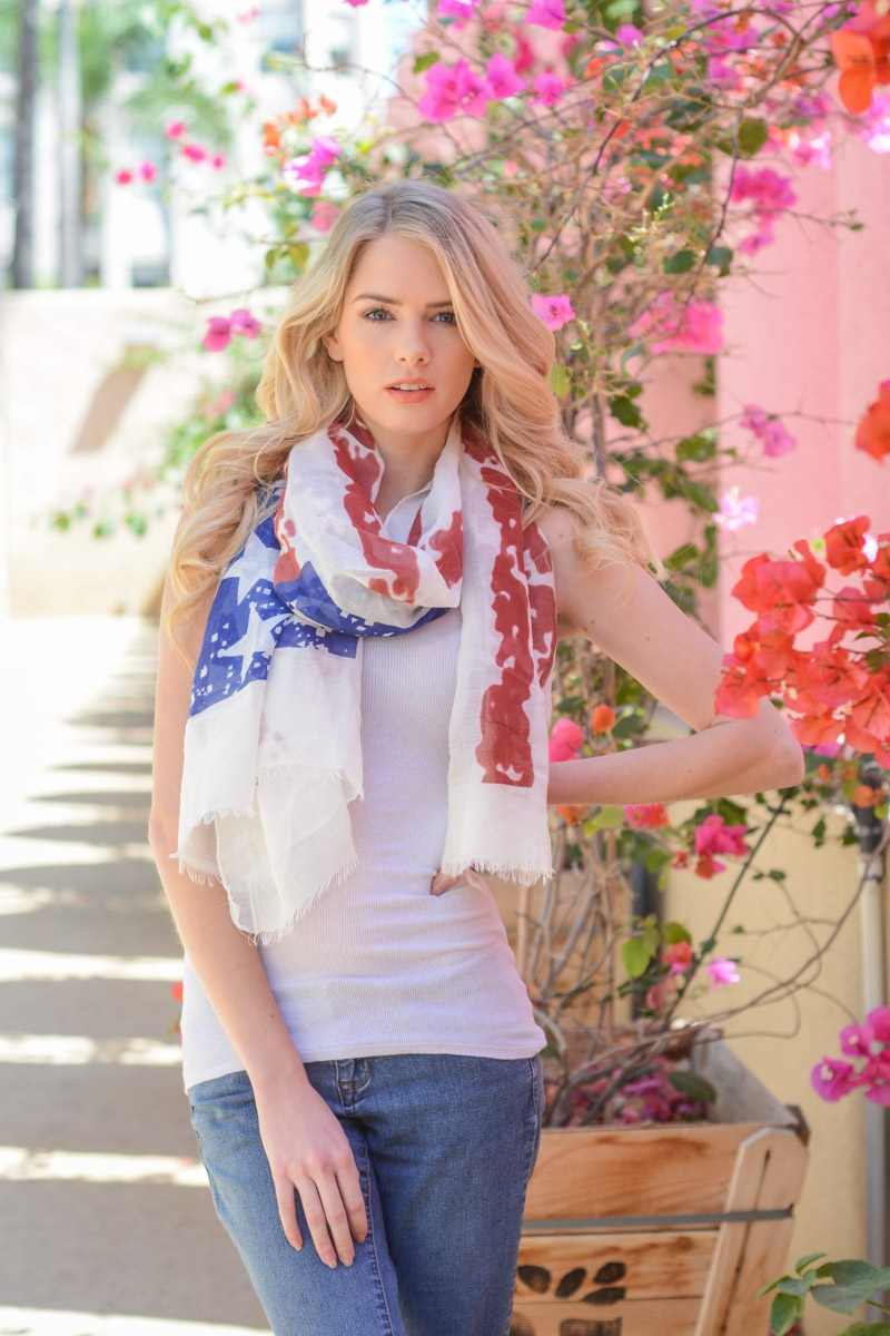 Tattered American Flag Scarf