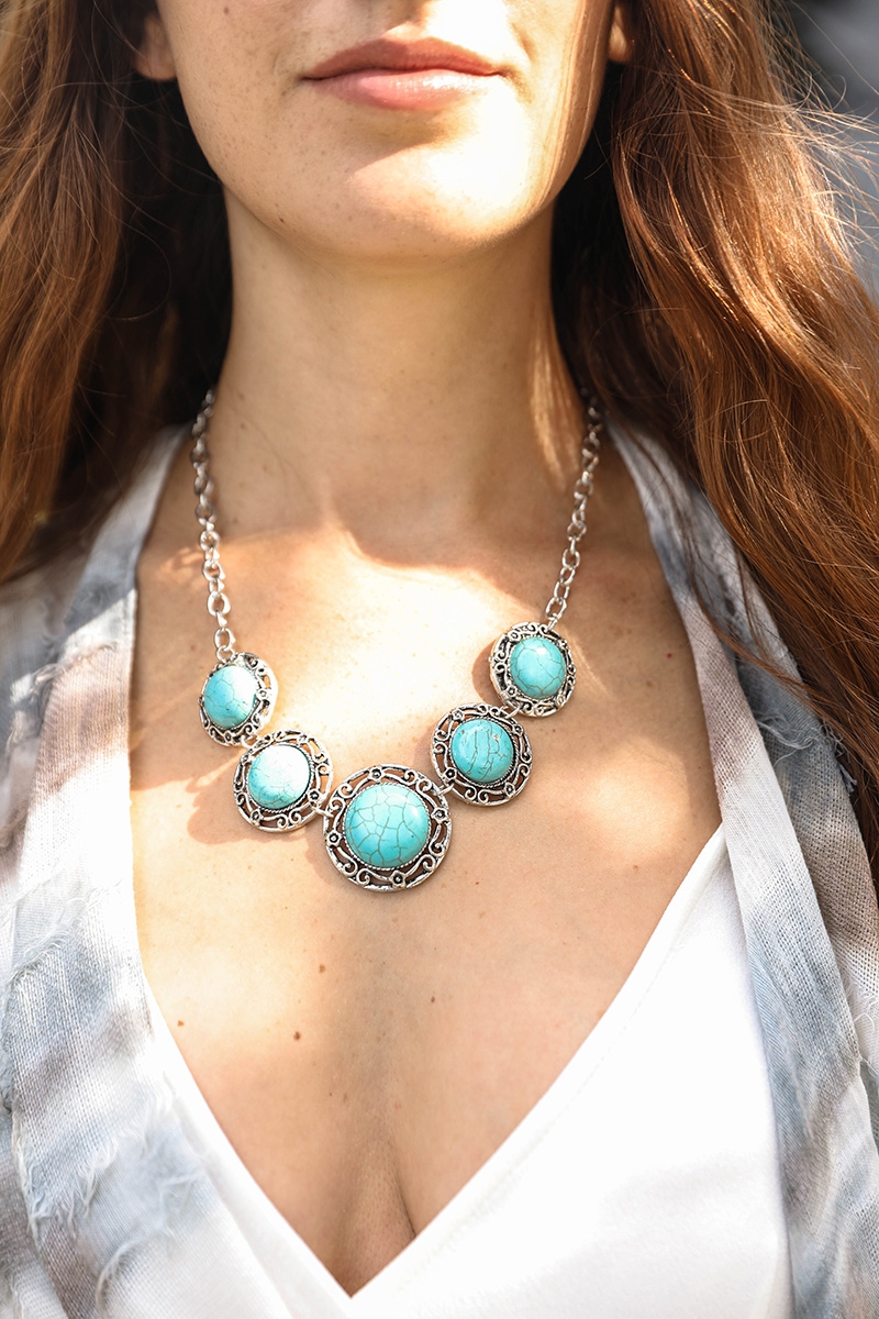 Stylish La Floraison Turquoise Necklace in Bulk | Women Necklace Wholesale | Leto Wholesale | Fashion Jewelries