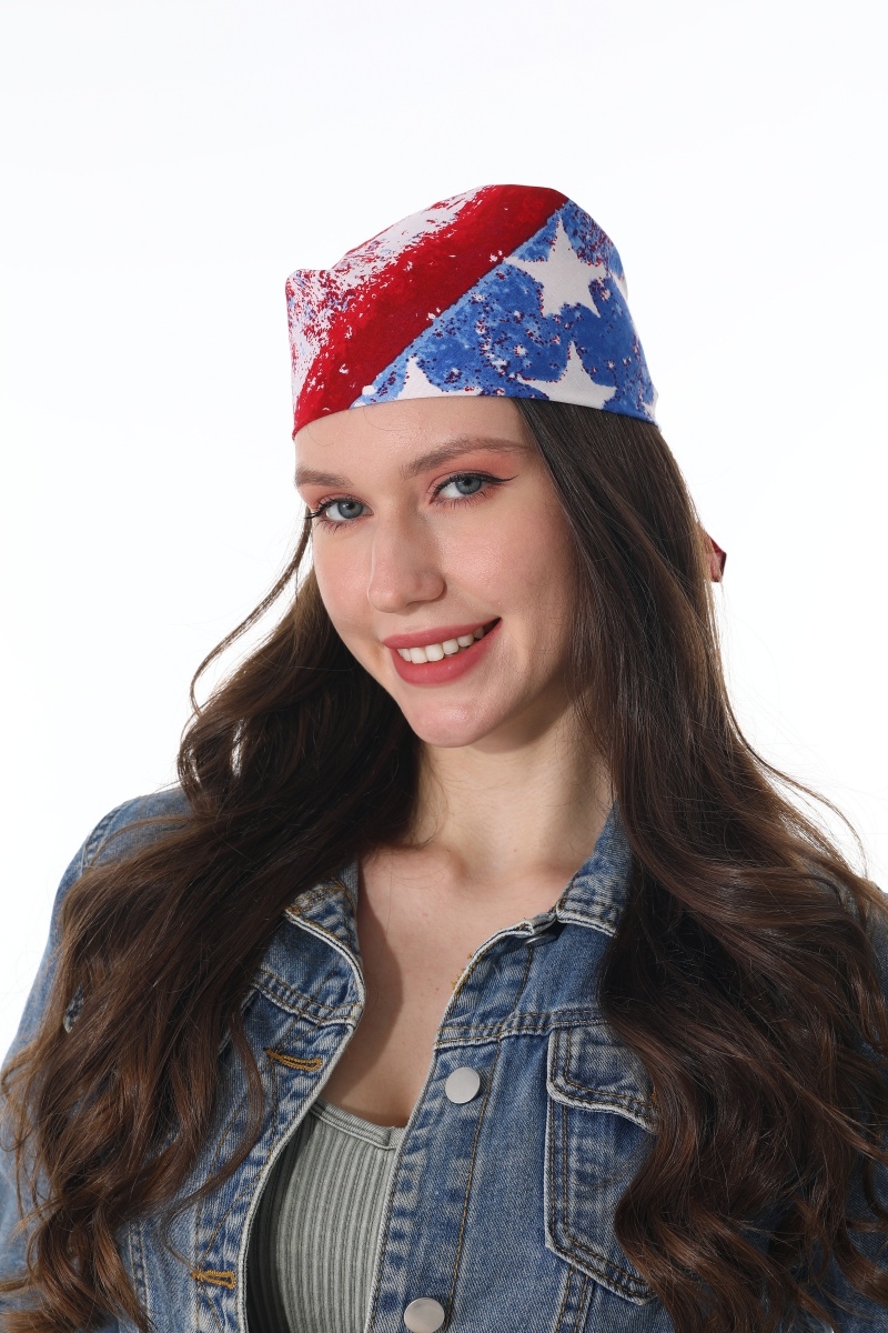 Vintage distressed us flag print square bandana scarf