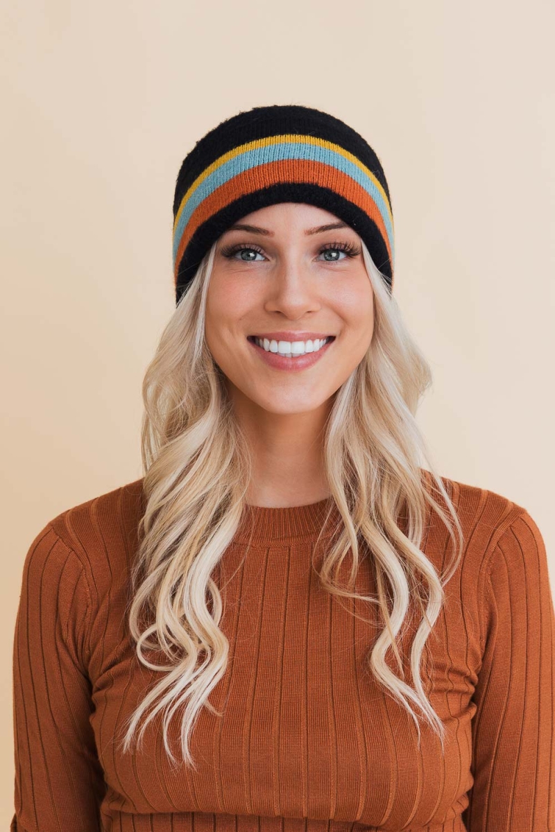 warm multi colored headband winter essentials black