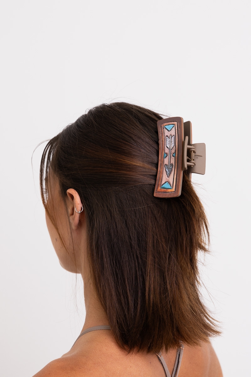 Western bohemian hair claw clip with intricate design