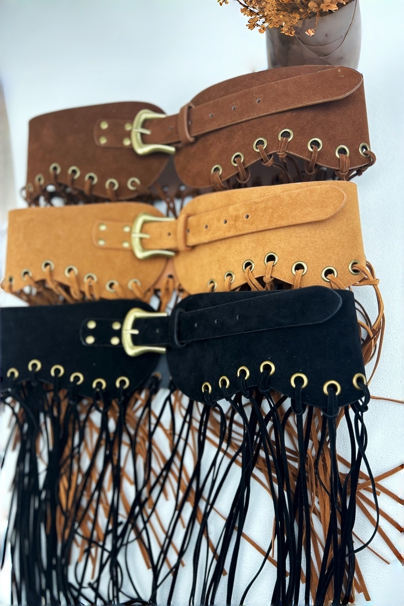 Western style tassel embellished corset belt 1