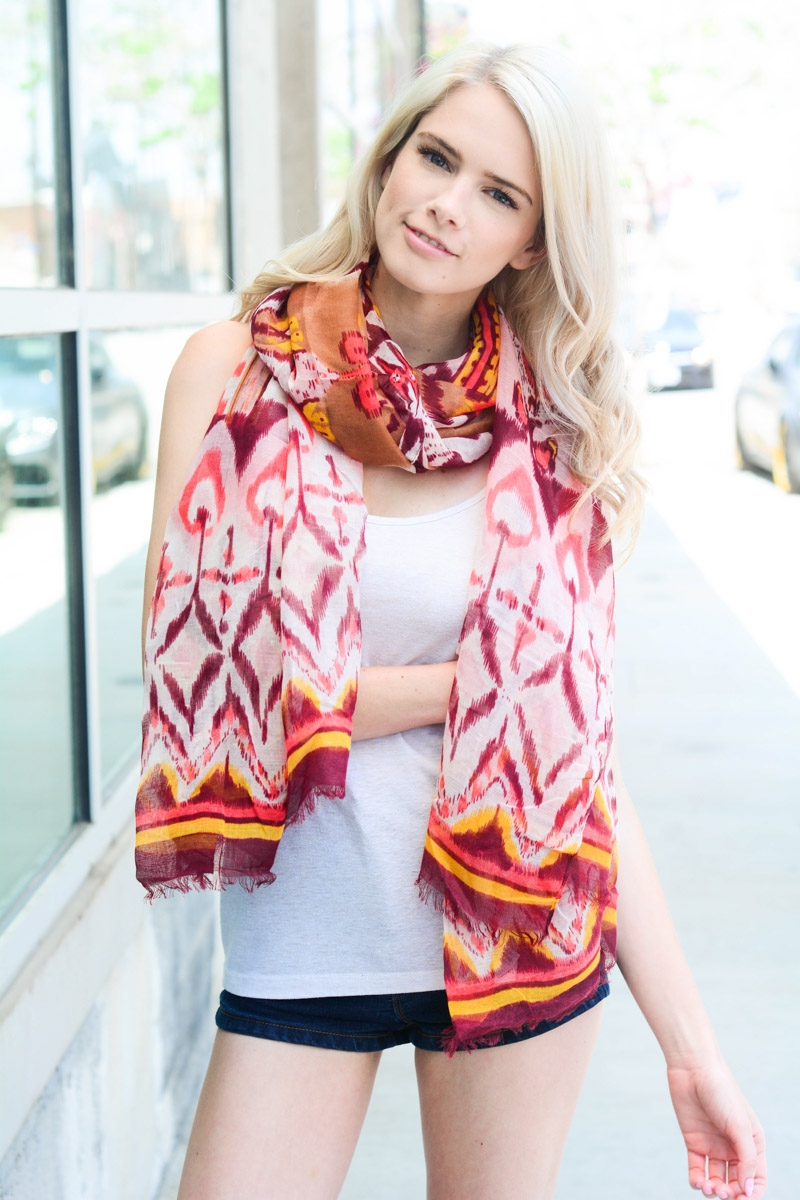 spring ikat lightweight oblong wrap scarf cute fashion