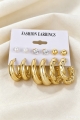 3 pairs gold plated pearl zircon   hoop earrings set