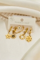 3 pairs stainless steel evil eye star sun gold earring set