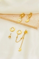 3 pairs stainless steel star moon series gold earrings set