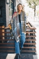 best boho apparel supplier colorblock striped wholesale ponchos red yellow