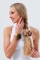 Crochet sunflower pearl scrunchie daily wear hair accessory