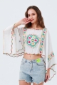 Delicate floral line embroidery kimono breezy spring   summer coverup