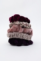 Trendy hair scrunchies with wine floral pattern for fall-inspired outfits.