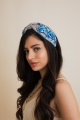 Floral embroidered headband     aqua blossom beauty 2