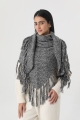 Fringed knit triangle shawl multi wear warm wrap scarf for women