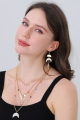 Gilded elegance  gold fan   moon drop dangle earrings