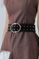 Gold studded faux suede wide belt 1