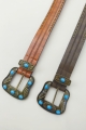 Heritage turquoise buckle handforged western rivet design 9