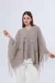 Hollow out knitted fringe poncho shawl