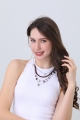 Layered orbit charm necklace in crimson 1