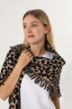 Leopard knit poncho fringe soft warm women cape shawl