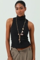 New floral crane teardrop pendant necklace for women