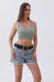 Raffia solid color belt with wooden buckle