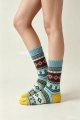 Retro fair isle geometric knit crew socks women winter warm ethnic socks 3