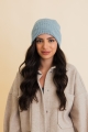 Toasty Waffle Puff Beanie in Sea Blue color wholesale