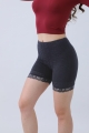 Seamless ruched lounge shorts     stretch smocked waist   lace trim 8