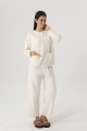 Soft knit women loungewear set button cardigan pocket wide leg pants