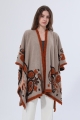 Tufted paisley knit poncho shawl cape women