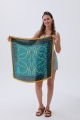 Turquoise feather motif silky bandana