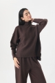Turtleneck knit loungewear set women soft sweater wide leg pants suit