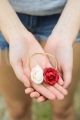 wholesale two flower floral hair tie silk leto red