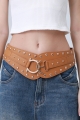 Vintage bohemian wide leather belt with studs ethnic style waist cincher for dresses and skirts