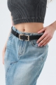 Vintage geometric buckle leather belt     adjustable   durable 3