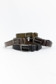Vintage washed leather belt with distressed style, perfect for adding a retro touch to any outfit.