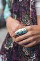 ashion silver turquoise stone ring antique women accessory