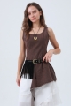 Western fringe belt for women antique bronze buckle   tassel