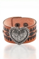 Western style embossed heart leather cuff bracelet 2