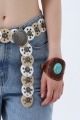 Western turquoise leather cuff bracelet boho embossed wristband 2
