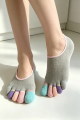 Women color block five toe invisible socks anti slip cotton no show socks
