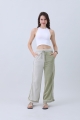 Women s wide leg olive twotone relaxed fit pants