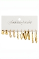 5 Pairs Gold Tone Pearl Mixed Style Hoop Earrings Set