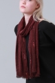Crinkled women long scarf with sequin decor   fringe edge