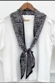 Leopard print skinny satin scarf for women