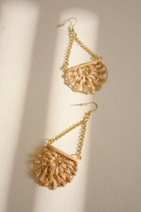 Drop Chain Rattan Woven Earrings – Natural Elegance