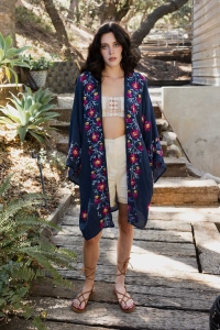 Delicate Flower Garland Kimono – Feminine and Lightweight