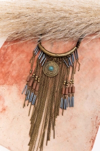Antique Gold Turquoise Stone Fringe Necklace