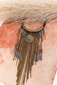 Turquoise Stone Antique Gold Fringe Necklace – Bold and Timeless 