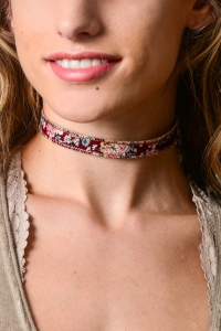 Floral Strap Choker Necklace