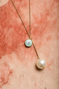 Gem and Pearl Pendant Fashion Chain Necklace
